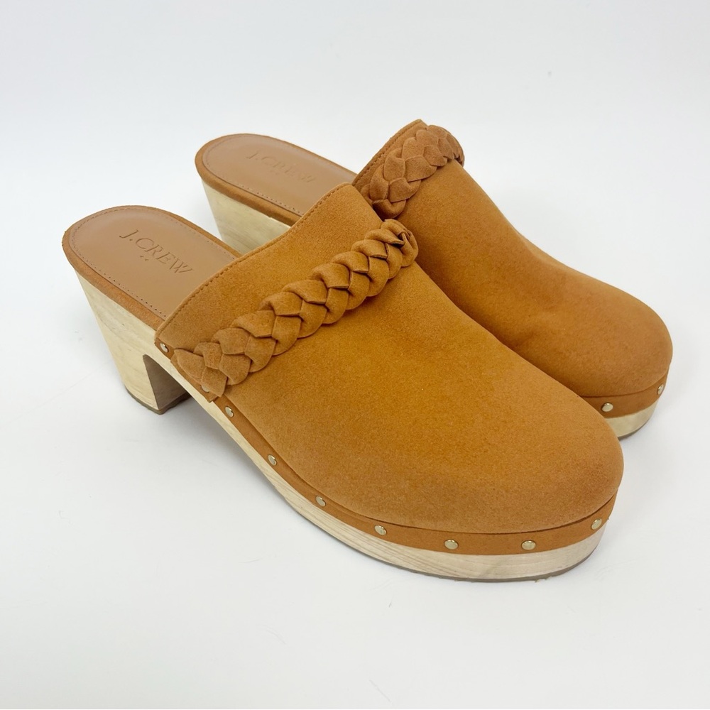 J. Crew Suede Braided Brown Clogs Size 9.5 - Picture 1 of 7